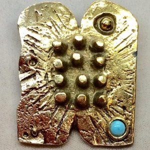 Vintage Dani Karavan Ten Commandments Brooch Pin Pendant - 1976 Signed - Judaica